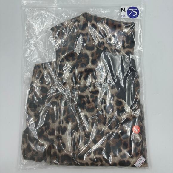Leopard Print Vest Waist Length Notched VNeck NEW NWT Brown Black 3 Button Lined - Picture 10 of 10